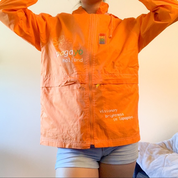 Orange Waterproof Zip-Up Jacket - Picture 3 of 6